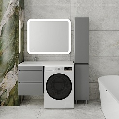 Style Line Тумба с раковиной под стиральную машину Даллас 110 L Люкс Plus подвесная серая – фотография-6